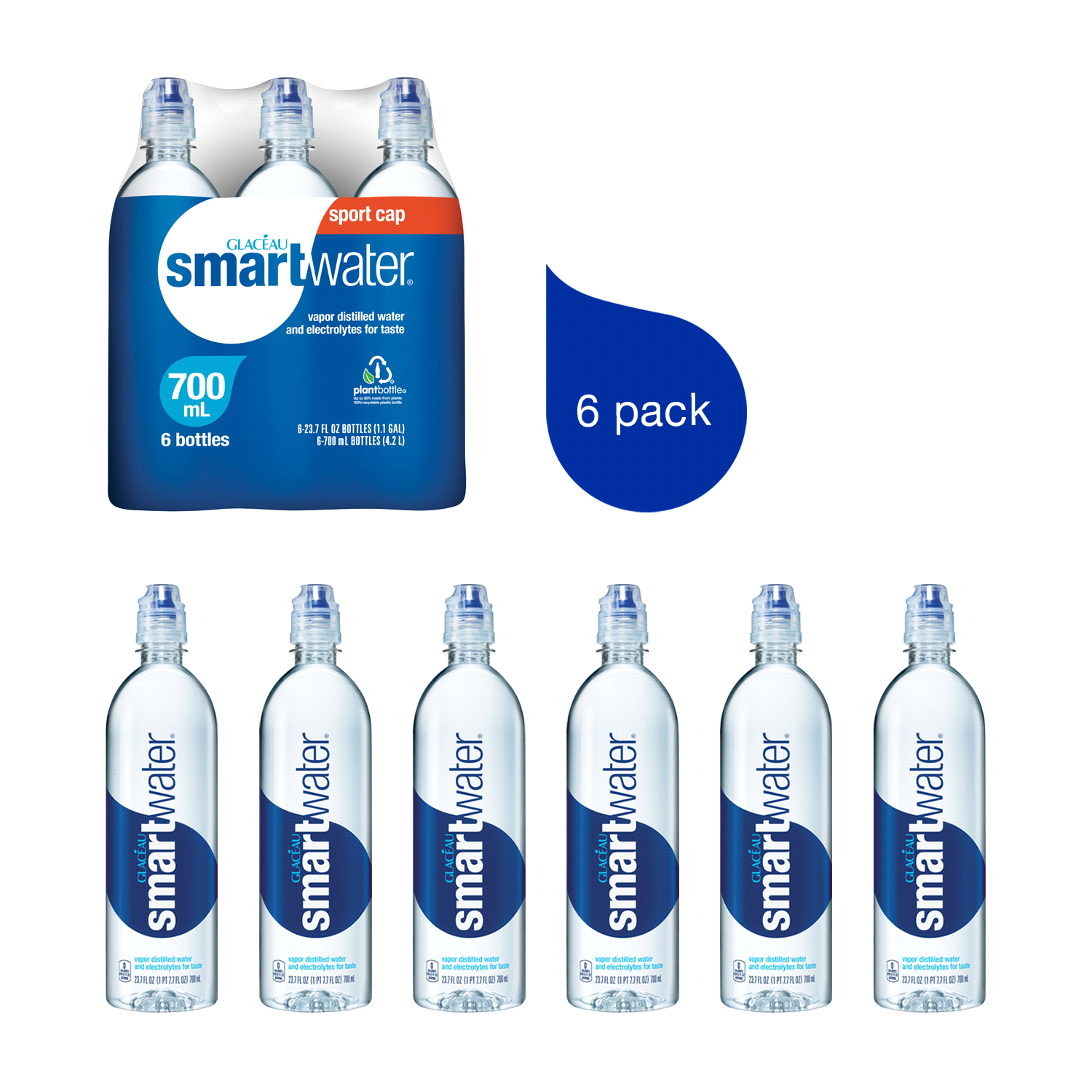 slide 3 of 5, smartwater Water 23.7 oz, 6 ct; 23.7 oz