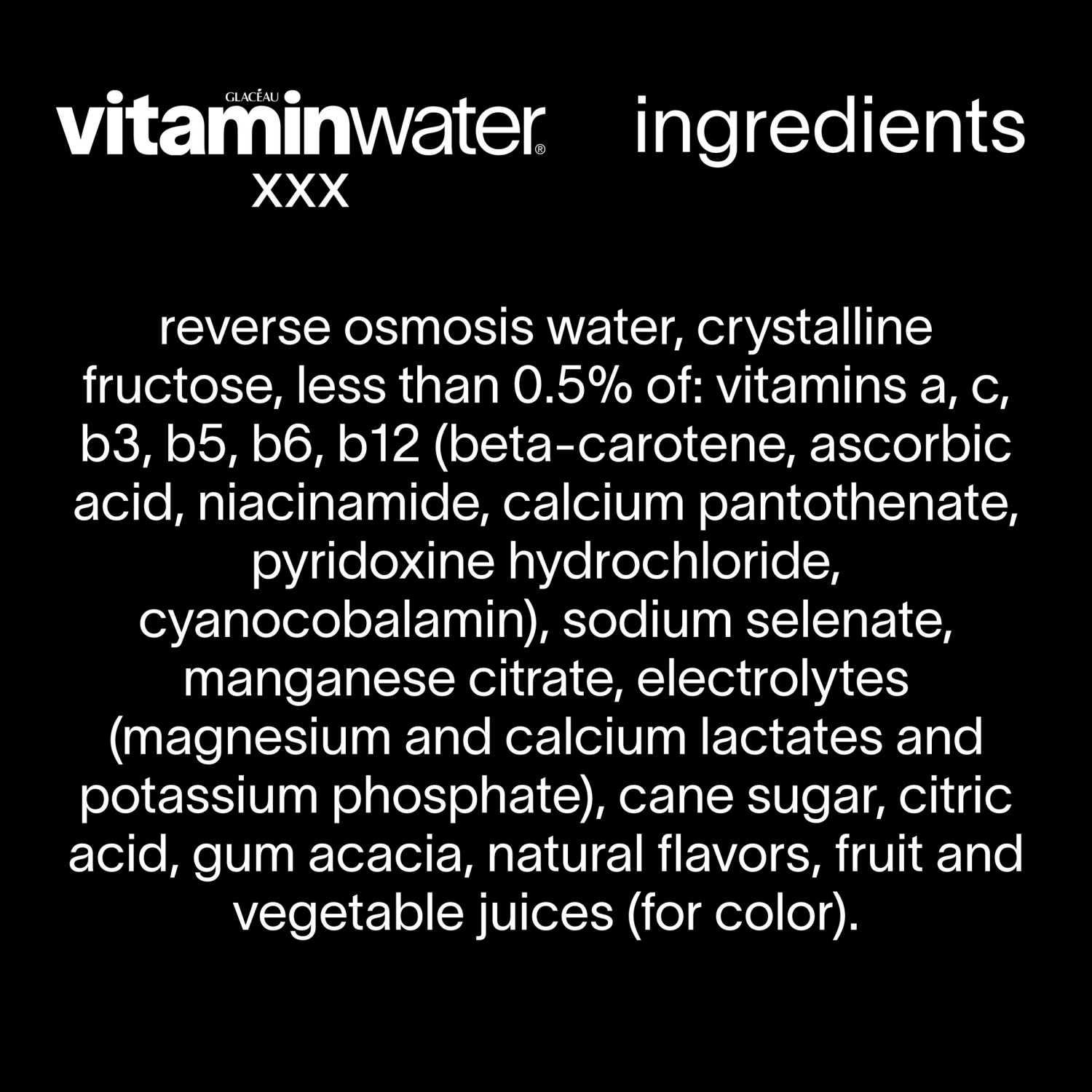 slide 3 of 7, Vitaminwater Xxx, Electrolyte Enhanced Water W/ Vitamins, Açai-Blueberry-Pomegranate Drink, 20 Fl Oz, 20 fl oz