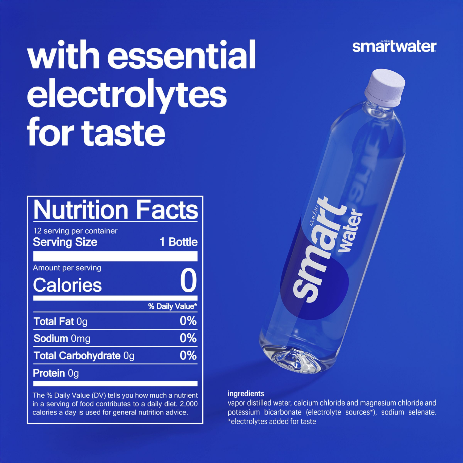 slide 3 of 4, smartwater nutrient-enhanced water Bottles- 12 ct, 12 ct; 33.8 fl oz