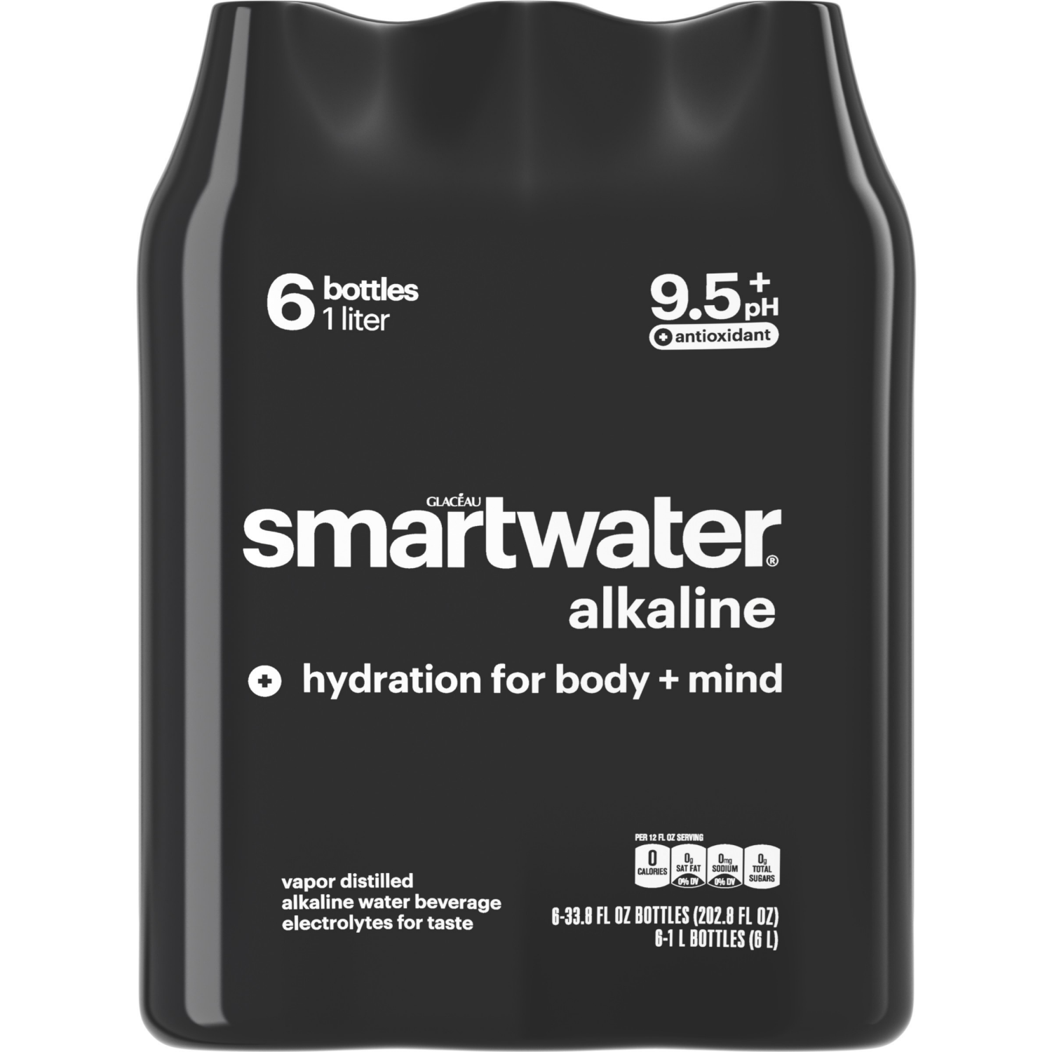 slide 2 of 7, Smartwater Alkaline Vapor Distilled Water, 6 ct; 1 liter