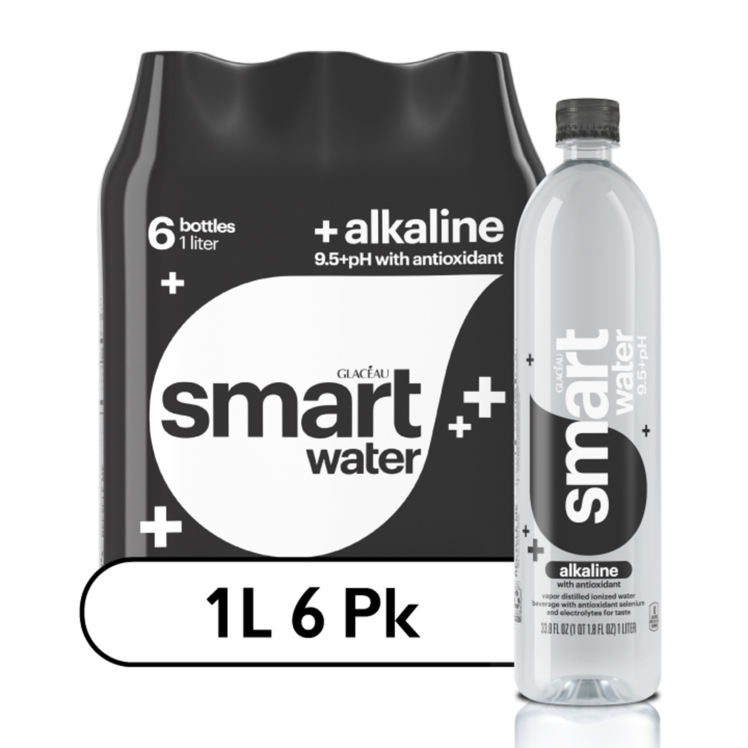 slide 1 of 7, Smartwater Alkaline Vapor Distilled Water, 6 ct; 1 liter