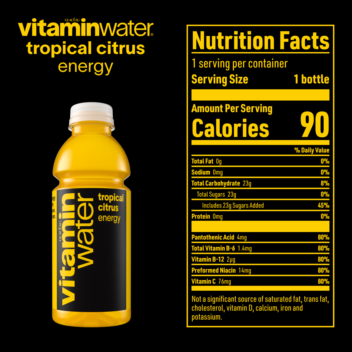 slide 4 of 5, vitaminwater energy, tropical citrus Bottles, 16.9 fl oz, 6 Pack, 6 ct