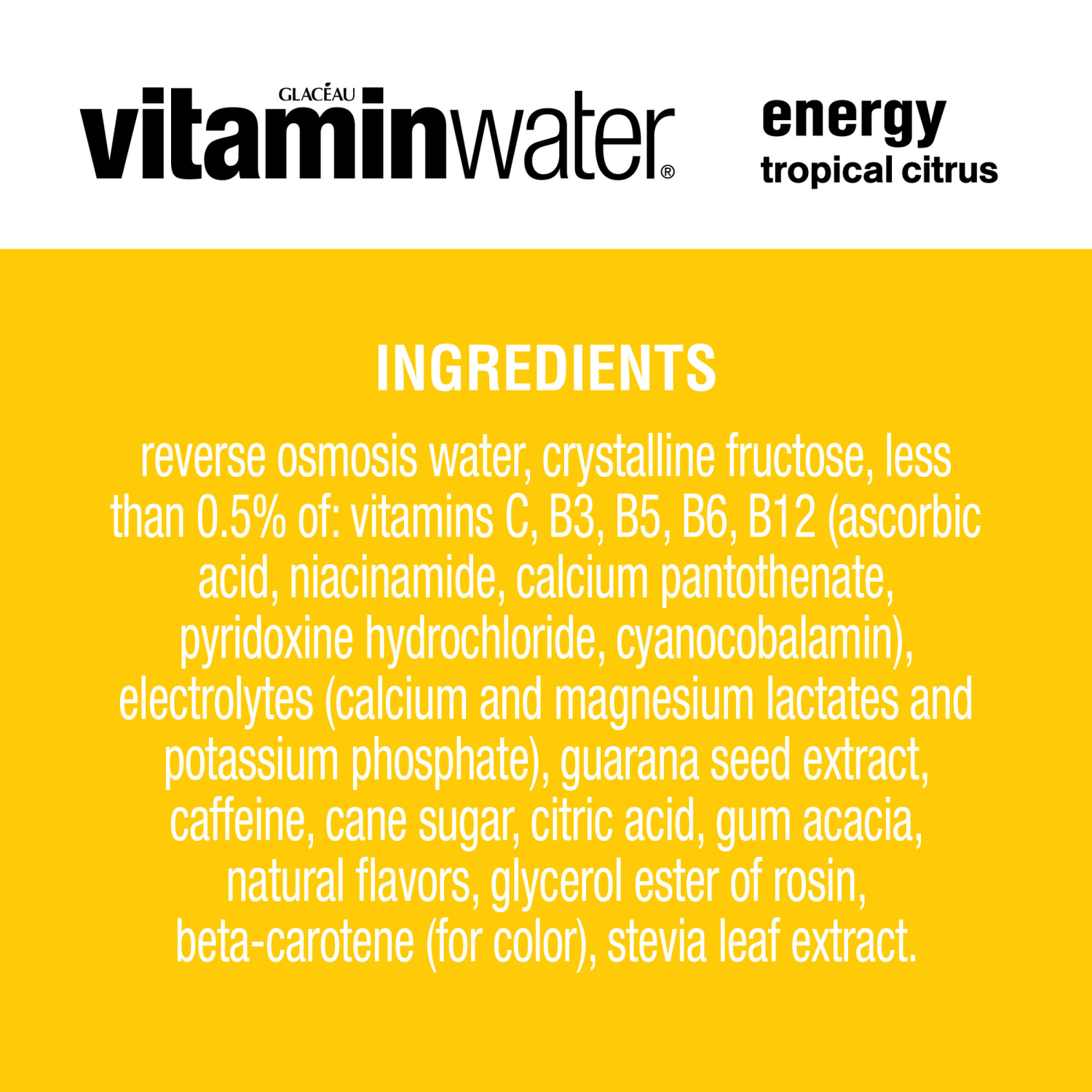 slide 5 of 5, vitaminwater energy, tropical citrus Bottles, 16.9 fl oz, 6 Pack, 6 ct