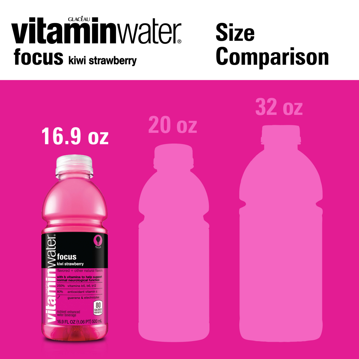 slide 6 of 7, vitaminwater focus Bottles, 16.9 fl oz, 6 Pack, 6 ct
