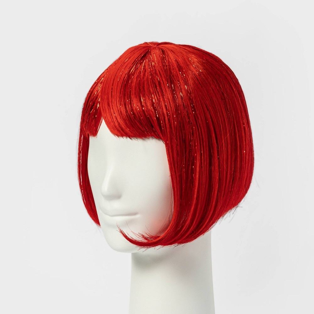 slide 2 of 2, Adult Red Shimmer Bob Halloween Costume Wig - Hyde & EEK! Boutique, 1 ct