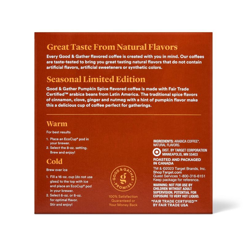 slide 3 of 4, Naturally Flavored Pumpkin Spice Light Roast Coffee - 16ct Single Serve Pods - Good & Gather™, 16 ct