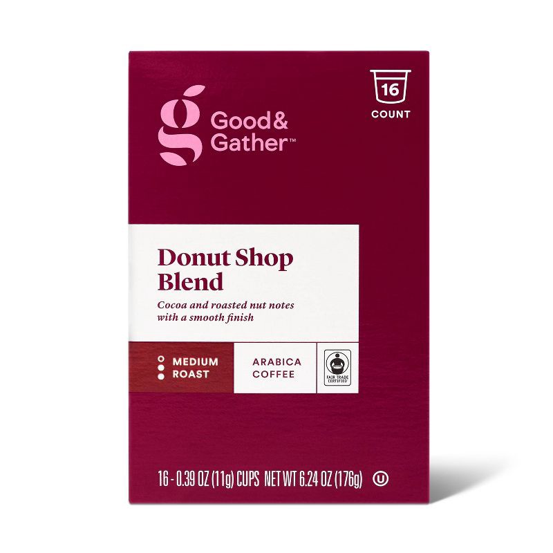 slide 4 of 4, Donut Shop Medium Roast Single Serve Pods - 16ct - Good & Gather™, 16 ct