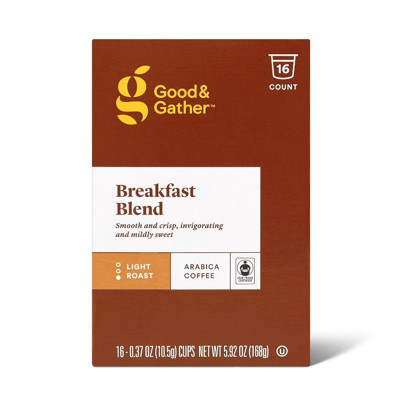 slide 4 of 4, Breakfast Blend Light Roast Coffee Pods - 16ct - Good & Gather™, 16 ct