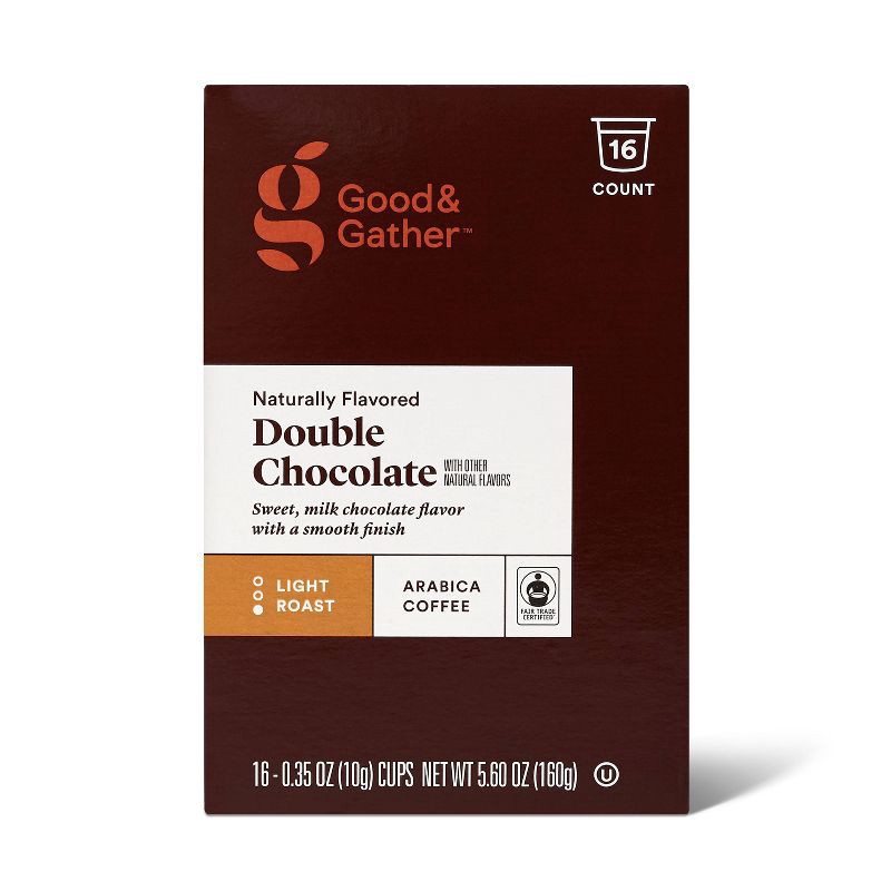 slide 4 of 4, Naturally Flavored Double Chocolate Light Roast Coffee -16ct Single Serve Pods - Good & Gather™, 16 ct