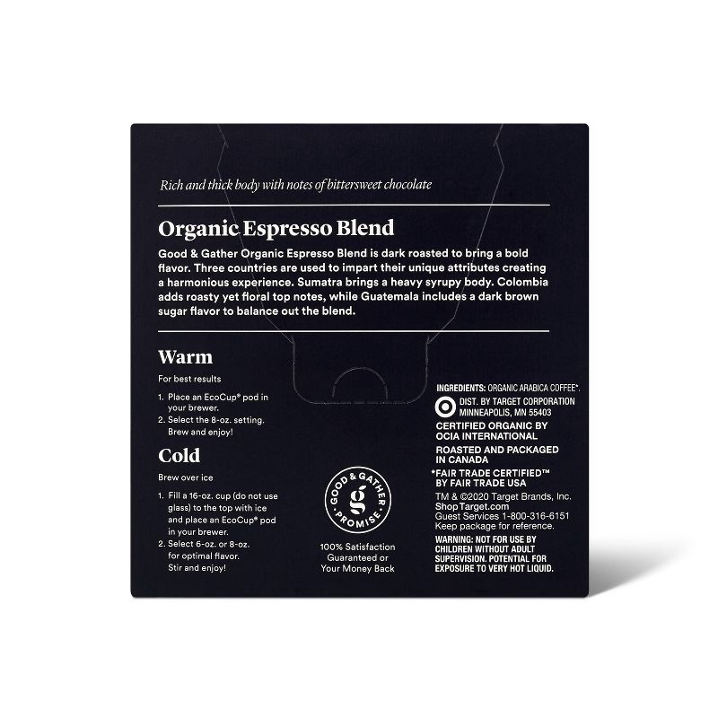 slide 3 of 4, Signature Organic Espresso Blend Dark Roast Coffee - 16ct Single Serve Pods - Good & Gather™, 16 ct