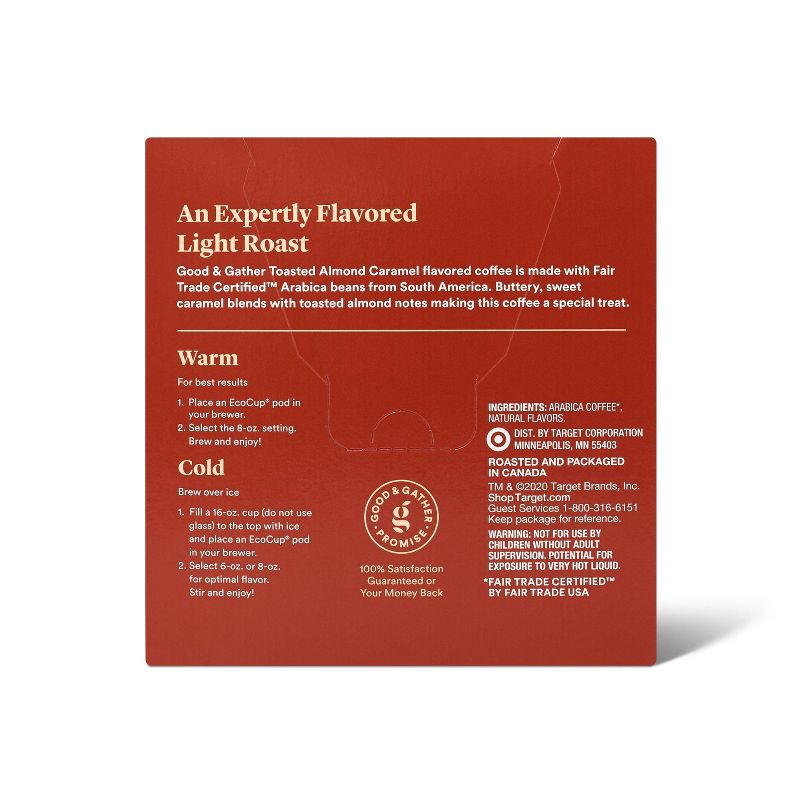 slide 3 of 4, Naturally Flavored Toasted Almond Caramel Light Roast Coffee - 16ct Single Serve Pods - Good & Gather™, 16 ct