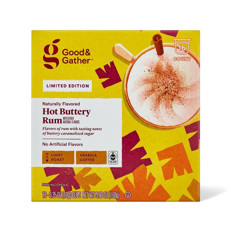 slide 1 of 4, Hot Buttery Rum Light Roast Coffee - 16ct Single Serve Pod - Good & Gather™, 16 ct