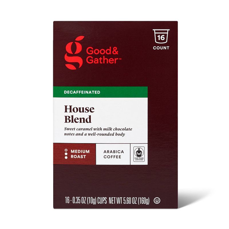 slide 4 of 4, Decaf Medium Roast House Blend Coffee - 16ct Single Serve Pods - Good & Gather™, 16 ct