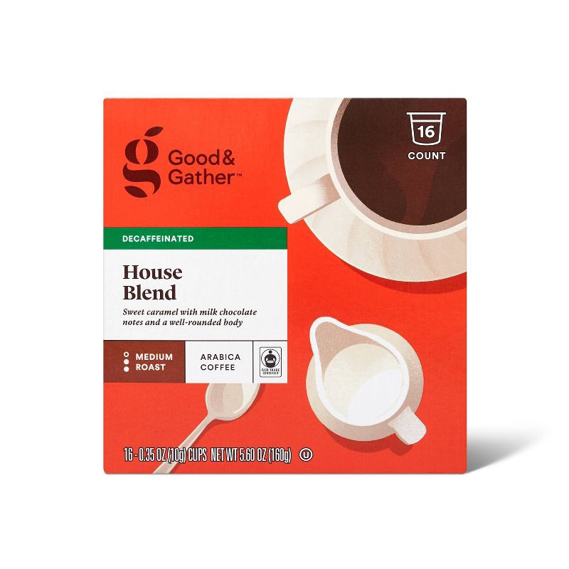 slide 1 of 4, Decaf Medium Roast House Blend Coffee - 16ct Single Serve Pods - Good & Gather™, 16 ct