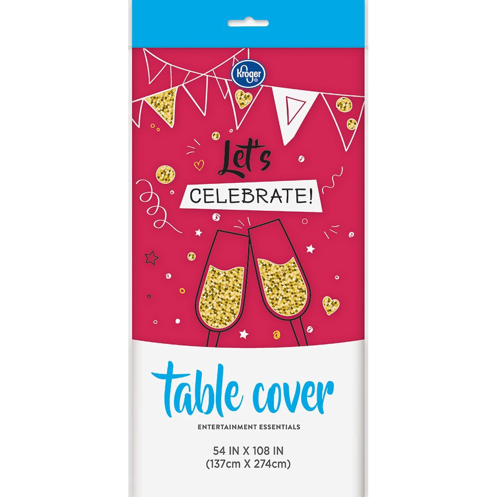 slide 2 of 3, Kroger Lollipop Pink Plastic Table Cover, 54 in x 108 in