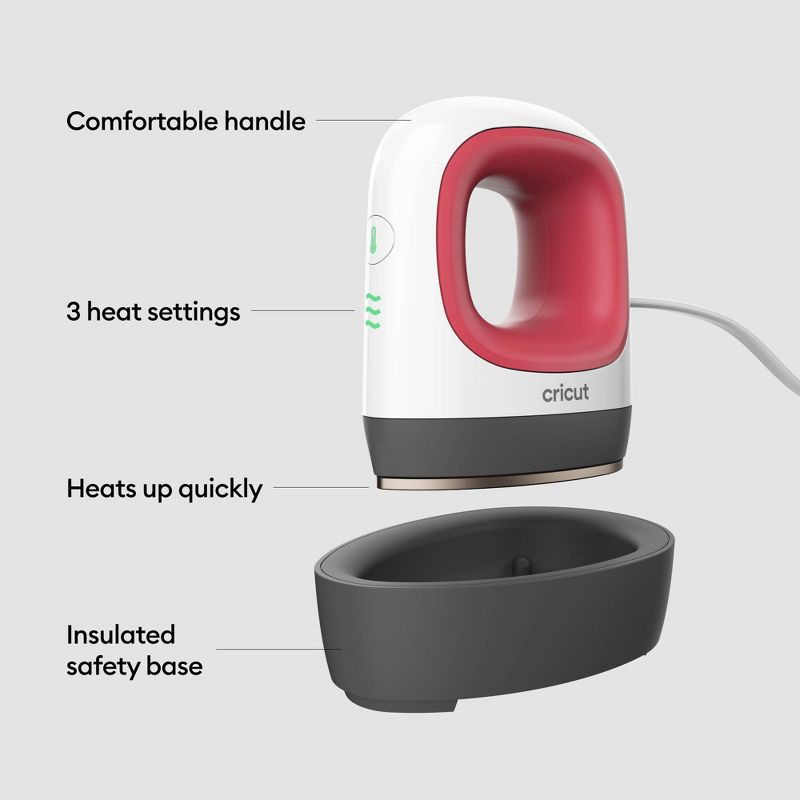 slide 2 of 14, Cricut EasyPress Mini Red: Small Heat Press Machine, Electric Craft Tool, Automatic Shut-Off, Metal & Plastic, 1 ct