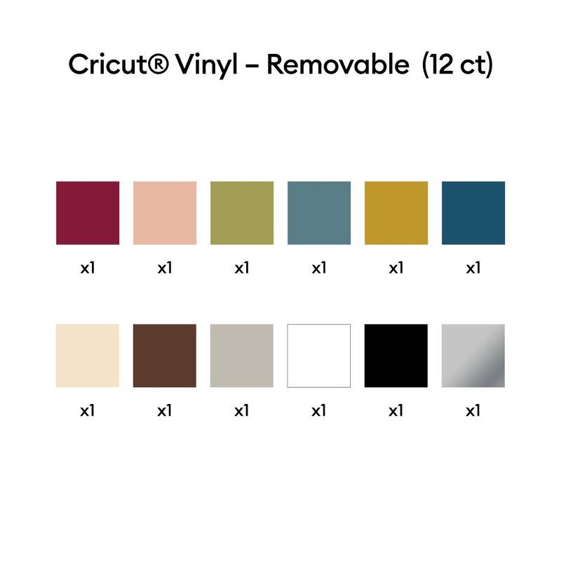 slide 2 of 9, Cricut Premium Vinyl Removable - Essentials 12x12": Multicolor Craft Cutting Material, Compatible with All Cricut Machines, 1 ct