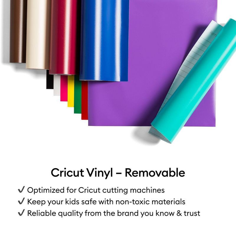 slide 8 of 9, Cricut Premium Vinyl Removable - Essentials 12x12": Multicolor Craft Cutting Material, Compatible with All Cricut Machines, 1 ct