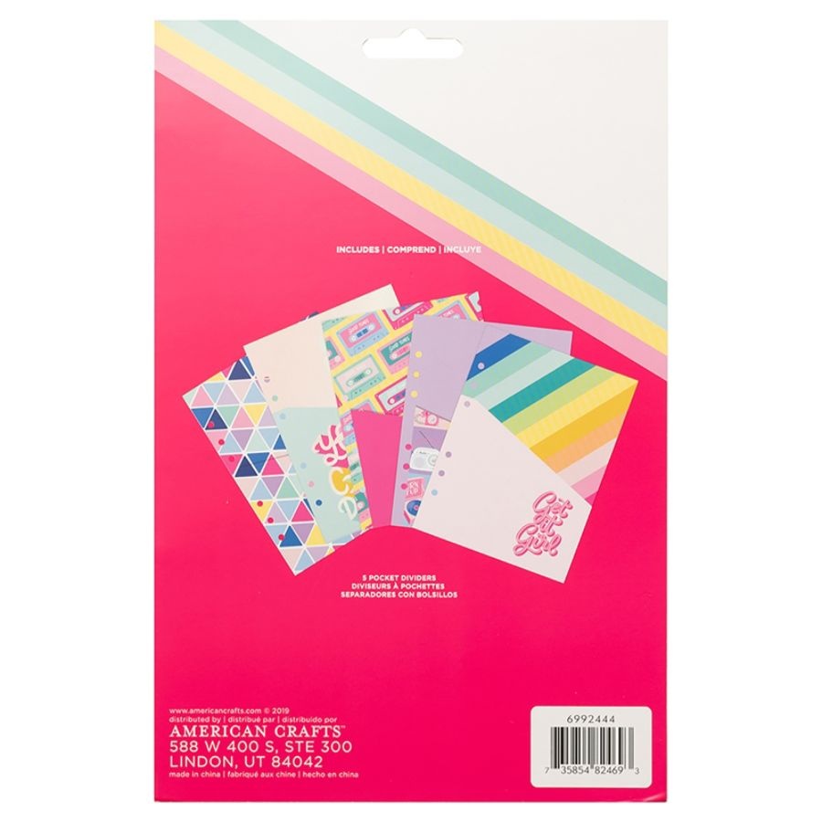 slide 2 of 2, American Crafts Damask Love Colorfun Planner Pocket Dividers, 6'' X 8'', Multicolor, Pack Of 5 Dividers, 5 ct