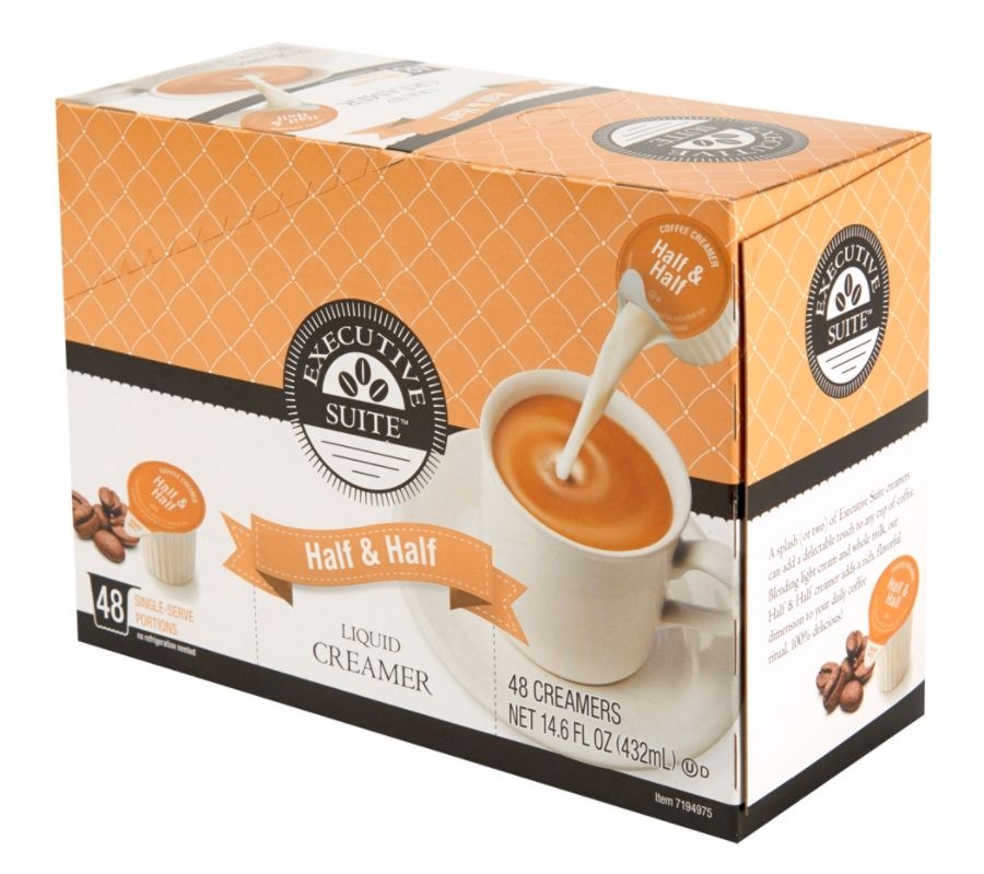 slide 10 of 10, Executive Suite Half And Half Liquid Coffee Creamer Singles, 0.38 Oz, Box Of 48 Coffee Creamers, 48 ct