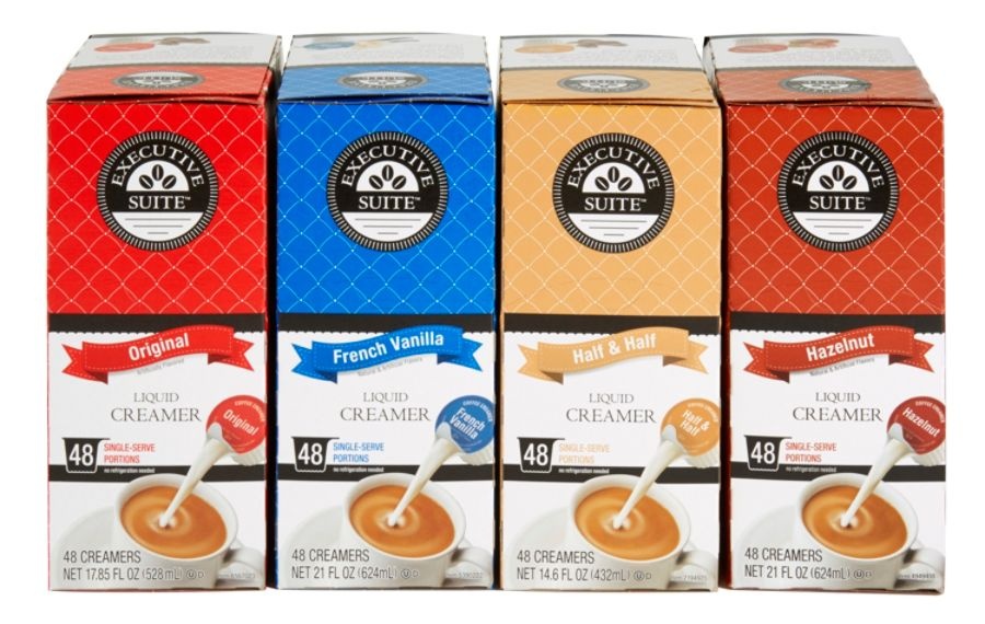 slide 9 of 10, Executive Suite Half And Half Liquid Coffee Creamer Singles, 0.38 Oz, Box Of 48 Coffee Creamers, 48 ct