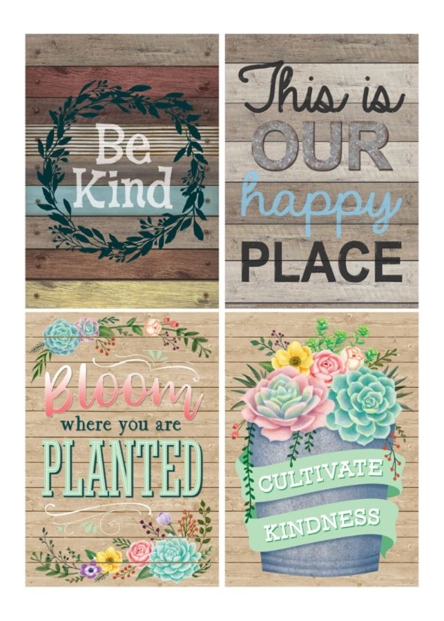 slide 2 of 5, Teacher Created Resources Positive Posters, 13-3/8'' X 19'', Rustic, Pack Of 4 Posters, 4 ct