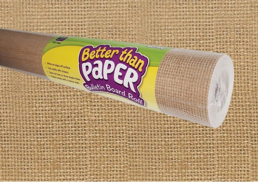 slide 2 of 2, Teacher Created Resources Better Than Paper Bulletin Board Roll, 48'' X 12', Burlap, 48 in