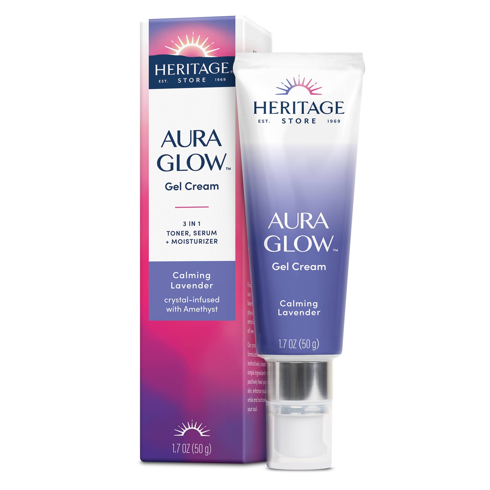 slide 1 of 3, Heritage Store Aura Glow Gel Cream - Calming Lavender, 1.7 oz