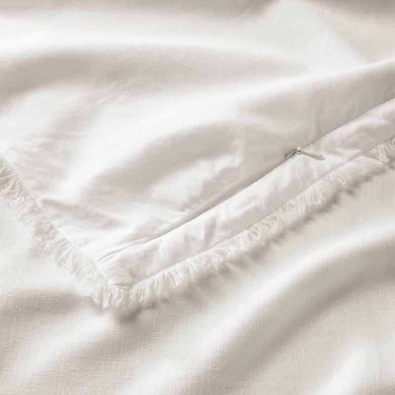 slide 5 of 8, Full/Queen Heavyweight Linen Blend Duvet Cover & Sham Set White - Casaluna™: Zipper Closure, OEKO-TEX Certified, 1 ct