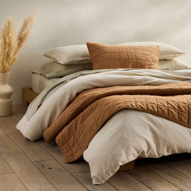 slide 2 of 8, Full/Queen Heavyweight Linen Blend Duvet Cover & Sham Set Natural - Casaluna™: Rayon Blend, Zipper Closure, OEKO-TEX Certified, 1 ct