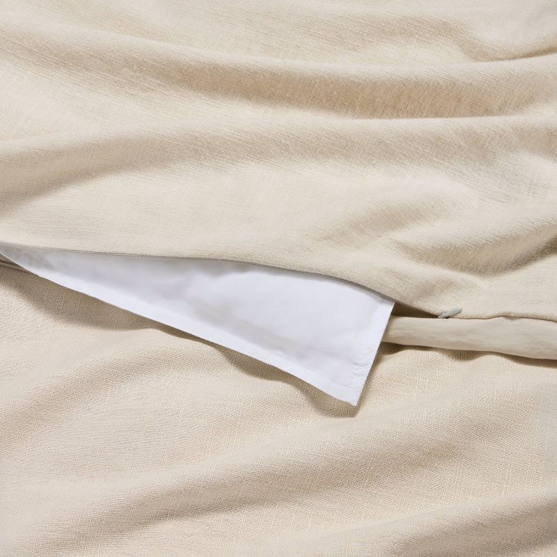 slide 4 of 8, Full/Queen Heavyweight Linen Blend Duvet Cover & Sham Set Natural - Casaluna™: Rayon Blend, Zipper Closure, OEKO-TEX Certified, 1 ct