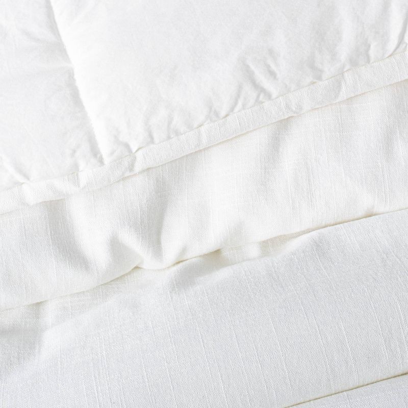 slide 4 of 8, Full/Queen Heavyweight Linen Blend Comforter & Sham Set White - Casaluna™: Rayon & Cotton, Hidden Quilting, Zip Closure, 1 ct