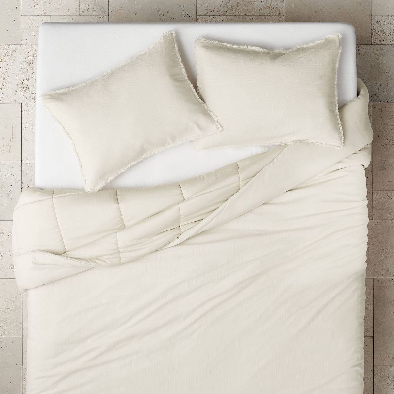 slide 4 of 8, Full/Queen Heavyweight Linen Blend Comforter & Sham Set Natural - Casaluna™: Rayon, Cotton, Zipper Closure, 1 ct