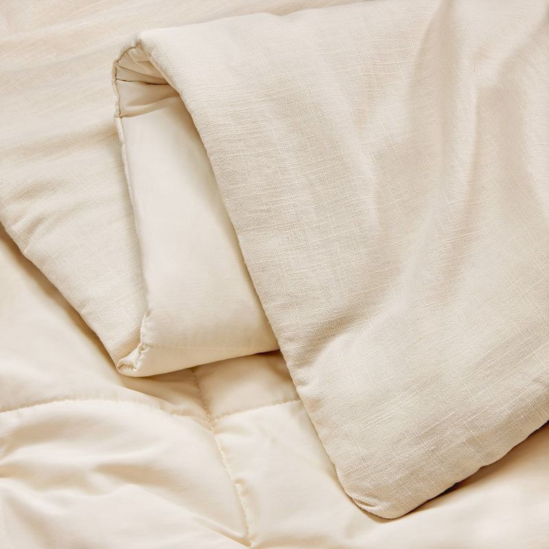 slide 4 of 8, Full/Queen Heavyweight Linen Blend Comforter & Sham Set Natural - Casaluna™: Rayon, Cotton, Zipper Closure, 1 ct