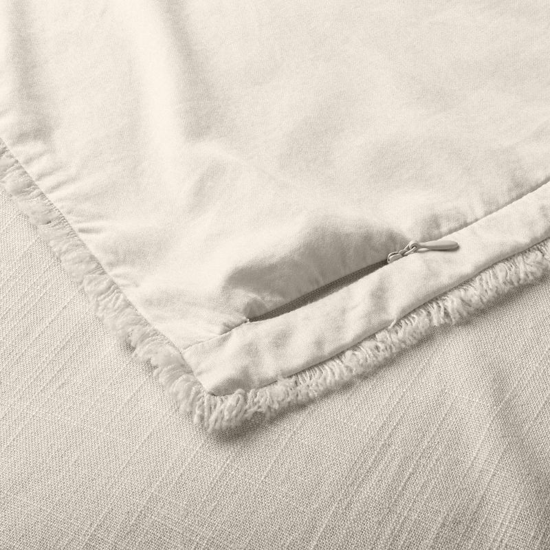 slide 6 of 8, Full/Queen Heavyweight Linen Blend Comforter & Sham Set Natural - Casaluna™: Rayon, Cotton, Zipper Closure, 1 ct