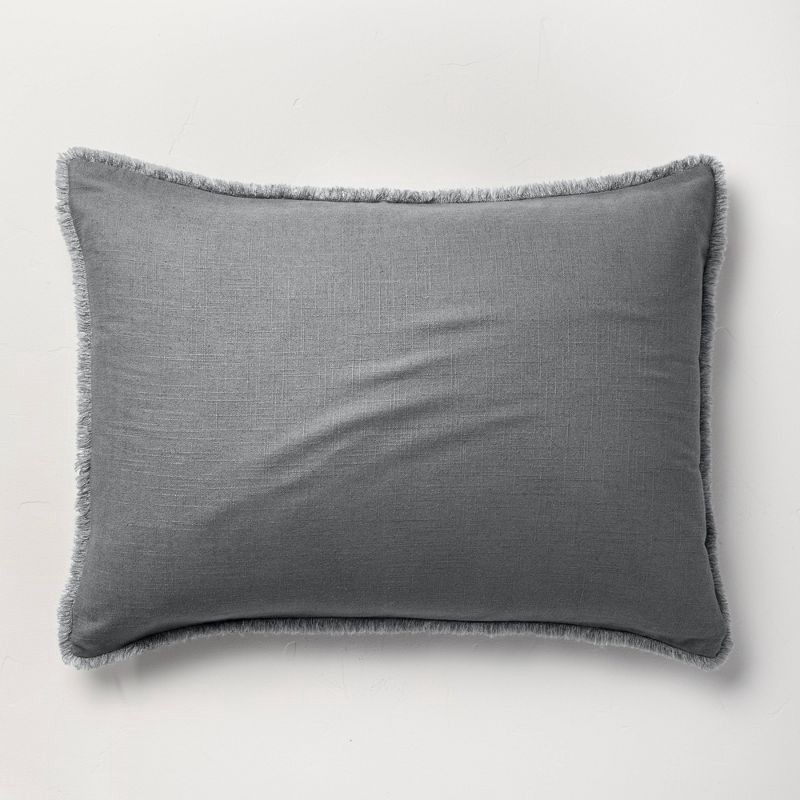 slide 5 of 8, Full/Queen Heavyweight Linen Blend Comforter & Sham Set Dark Gray - Casaluna™: Rayon, Cotton, Hidden Quilting, 1 ct