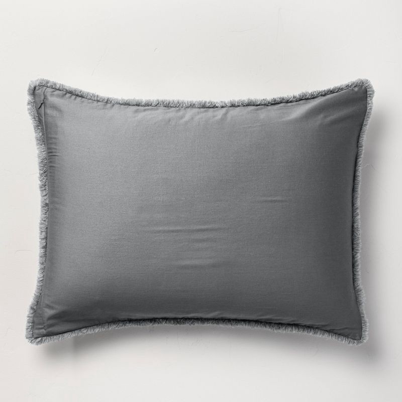 slide 7 of 8, Full/Queen Heavyweight Linen Blend Comforter & Sham Set Dark Gray - Casaluna™: Rayon, Cotton, Hidden Quilting, 1 ct