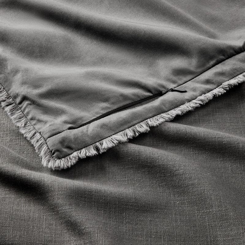 slide 5 of 8, King Heavyweight Linen Blend Duvet Cover & Sham Set Dark Gray - Casaluna™: Zipper Closure, OEKO-TEX Certified, 1 ct