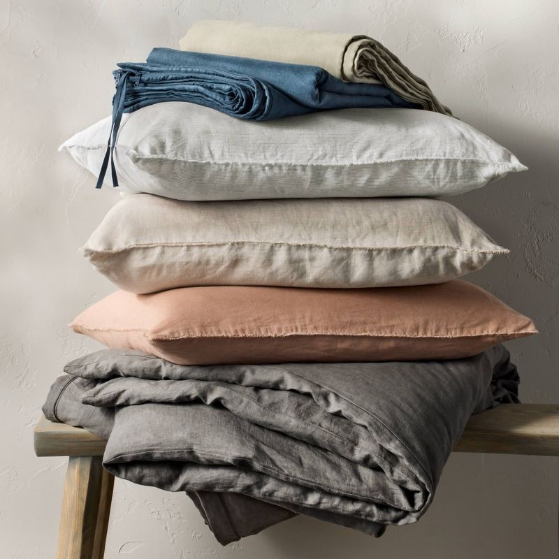 slide 7 of 8, King Heavyweight Linen Blend Duvet Cover & Sham Set White - Casaluna™: OEKO-TEX Certified, Zipper Closure, Year-Round, 1 ct