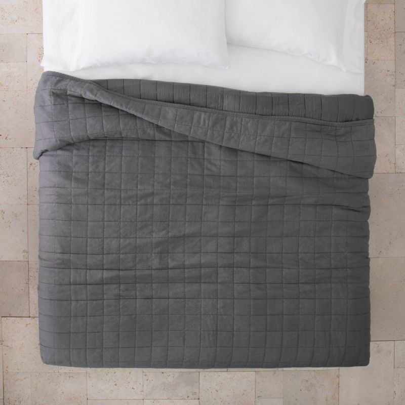 slide 3 of 3, Full/Queen Heavyweight Linen Blend Quilt Dark Gray - Casaluna™, 1 ct