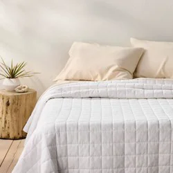 Full/Queen Heavyweight Linen Blend Quilt White - Casaluna™: Rayon & Cotton, OEKO-TEX Certified, Machine Washable