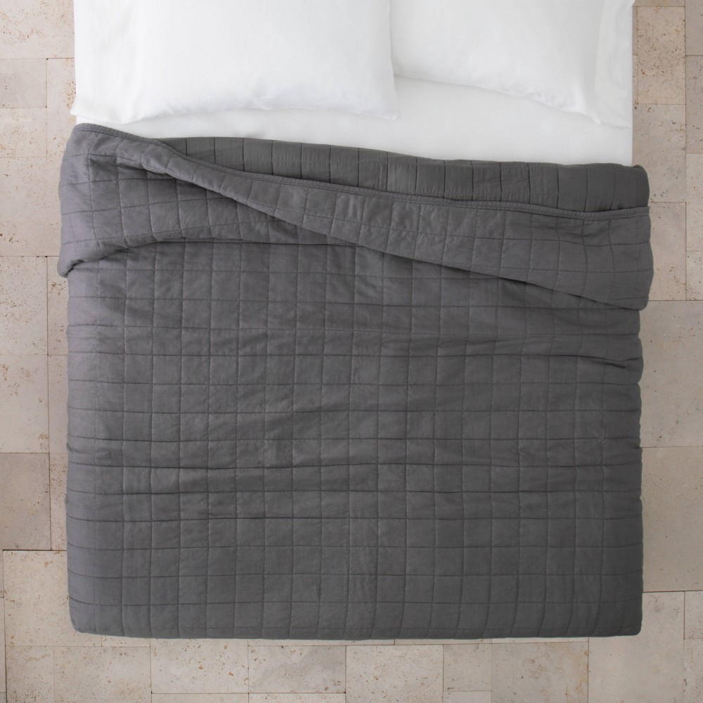 King Heavyweight Linen Blend Quilt Dark Gray Casaluna 1 ct Shipt