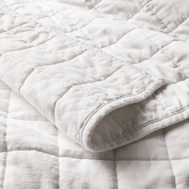 slide 3 of 5, King Heavyweight Linen Blend Quilt White - Casaluna™: Rayon & Cotton, OEKO-TEX Certified, Machine Washable, 1 ct
