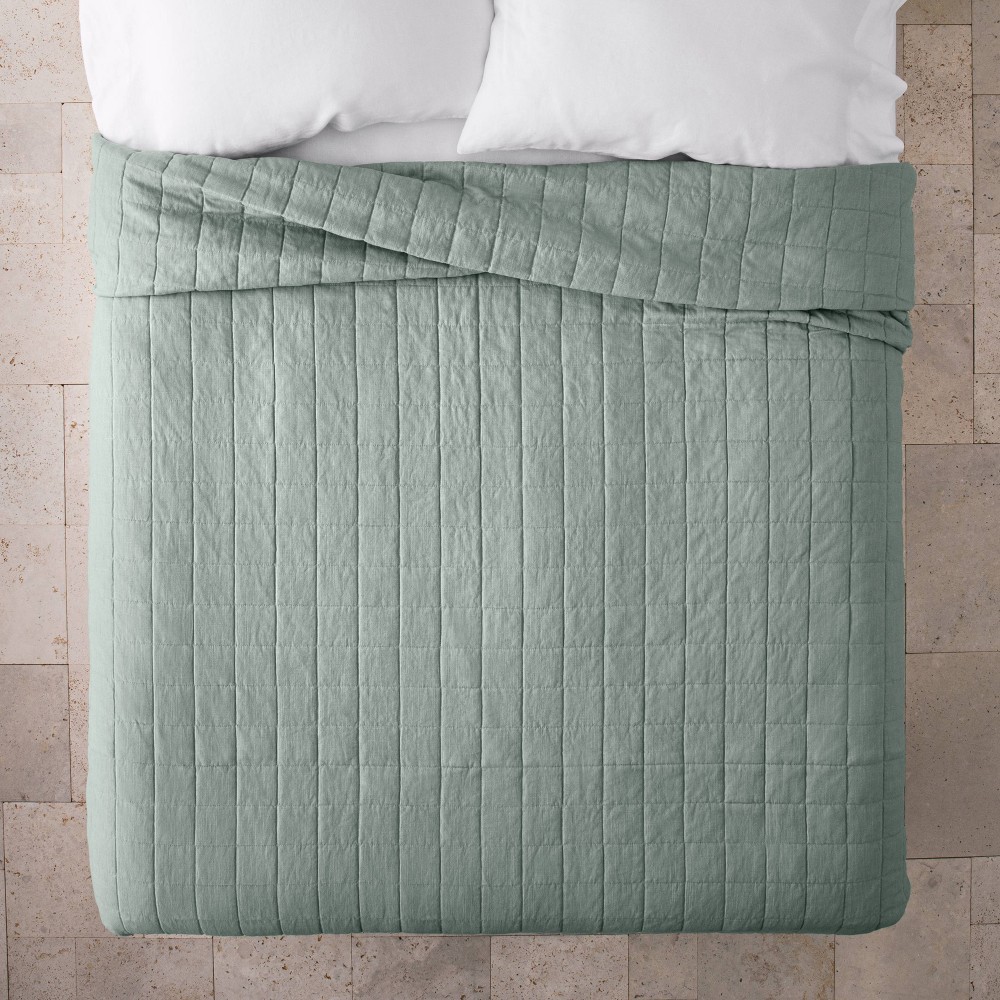 King Heavyweight Linen Blend Quilt Sage Green Casaluna 1 ct Shipt
