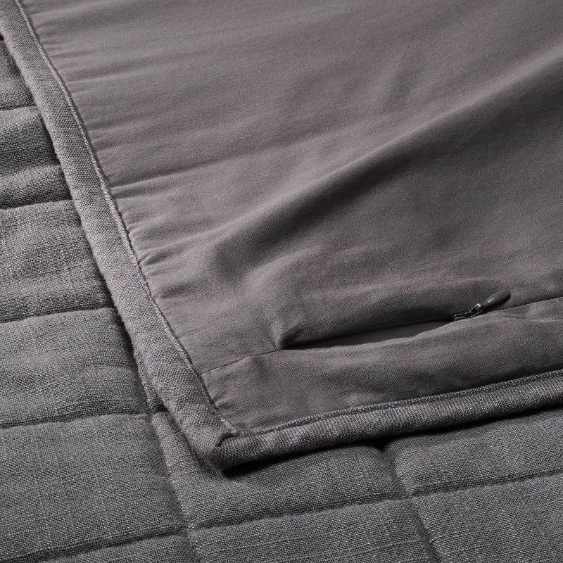 slide 5 of 5, Standard Heavyweight Linen Blend Quilt Pillow Sham Dark Gray - Casaluna™, 1 ct