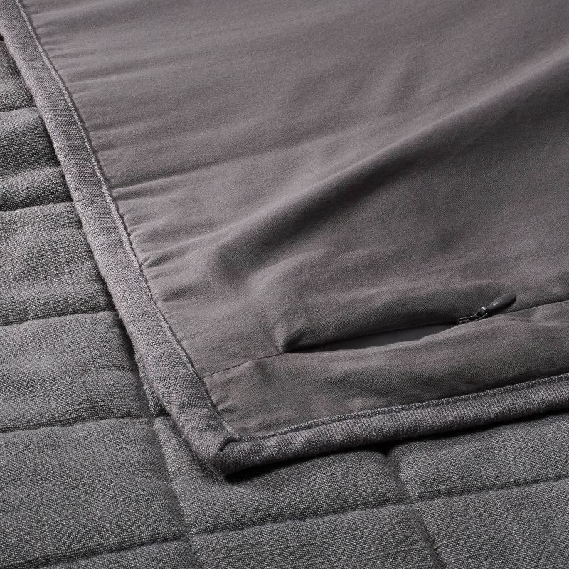 slide 5 of 5, Standard Heavyweight Linen Blend Quilt Pillow Sham Dark Gray - Casaluna™: Zipper Closure, OEKO-TEX Certified, 1 ct