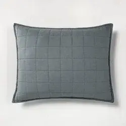 Standard Heavyweight Linen Blend Quilt Pillow Sham Dark Gray - Casaluna™