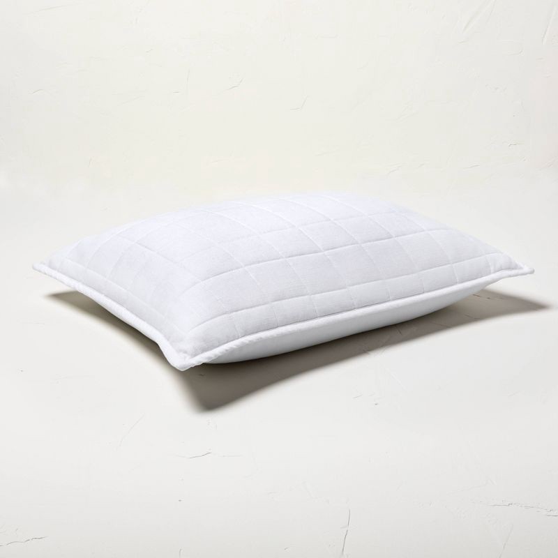 slide 3 of 5, Standard Heavyweight Linen Blend Quilt Pillow Sham White - Casaluna™: Rayon & Cotton, OEKO-TEX Certified, Zip Closure, 1 ct