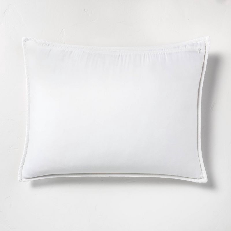 slide 4 of 5, Standard Heavyweight Linen Blend Quilt Pillow Sham White - Casaluna™: Rayon & Cotton, OEKO-TEX Certified, Zip Closure, 1 ct