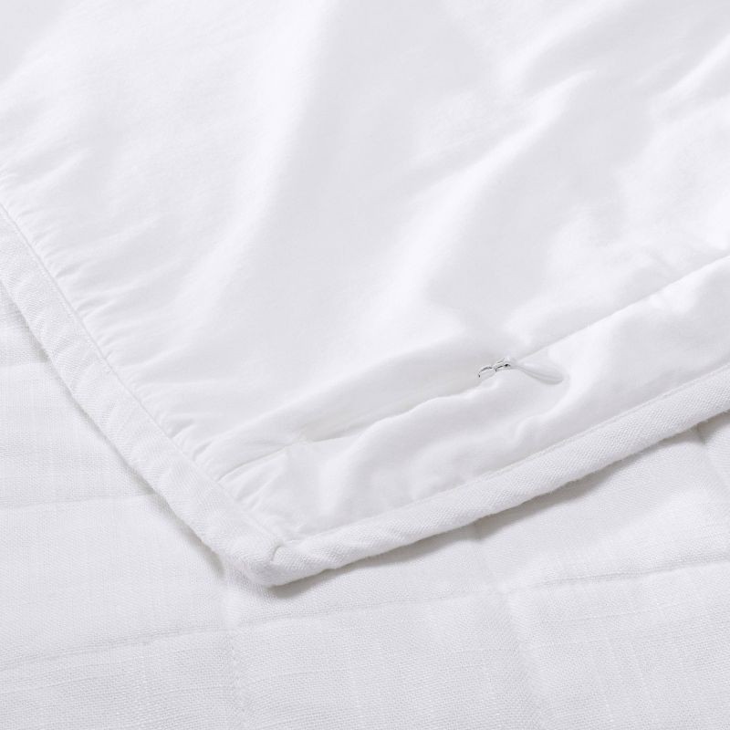 slide 5 of 5, Standard Heavyweight Linen Blend Quilt Pillow Sham White - Casaluna™: Rayon & Cotton, OEKO-TEX Certified, Zip Closure, 1 ct